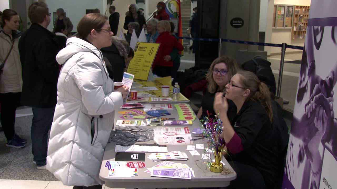 Many groups had information stations
