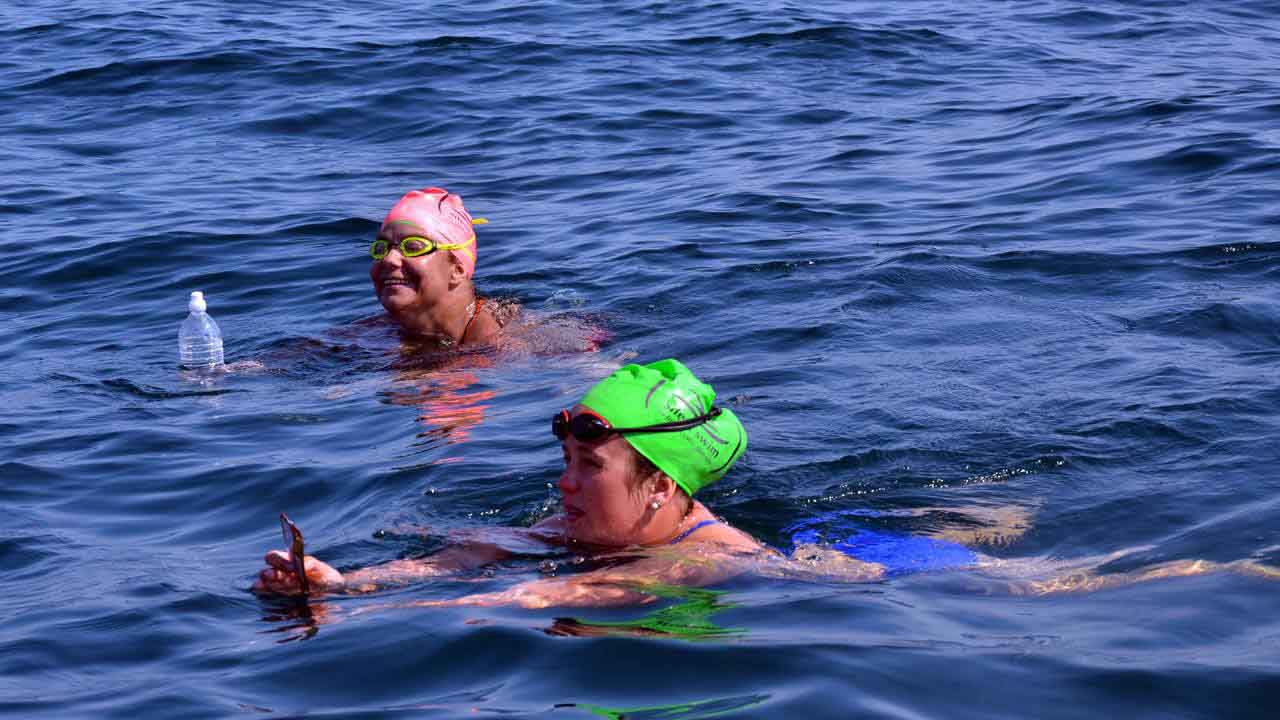 The addition of pace swimmers pushed Brenda on toward the opposite shore