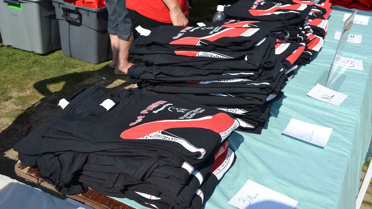 T-shirts came in every size from small to 3XL.