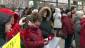 Supporters defied the 80 km/h winds and biting cold